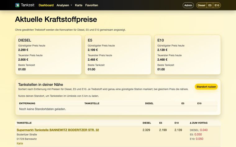 Screenshot von Tanken Dresden